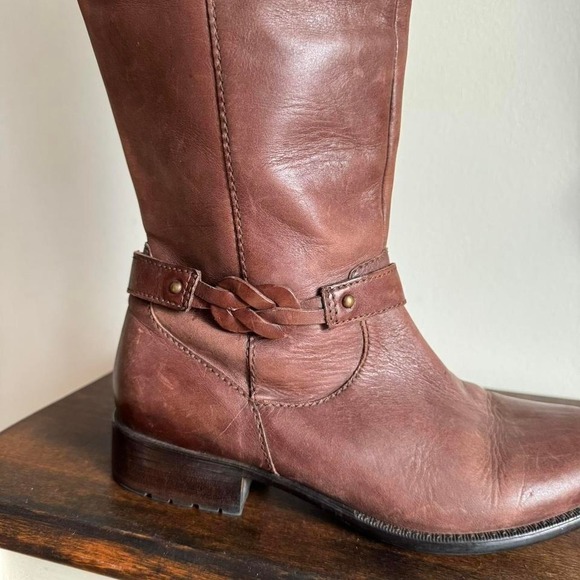 Brown knee-high boot size 8 harness moto boho campus chocolate - Picture 2 of 8